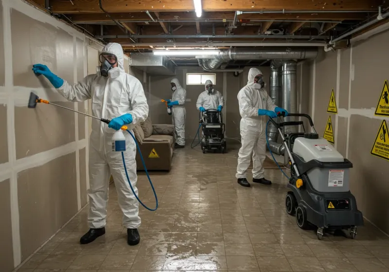 Basement Moisture Removal and Structural Drying process in Clio, AL